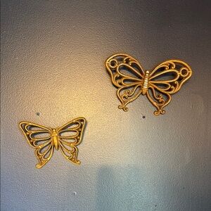 Vintage Mid Century Wood Butterfly Wall Decor Set